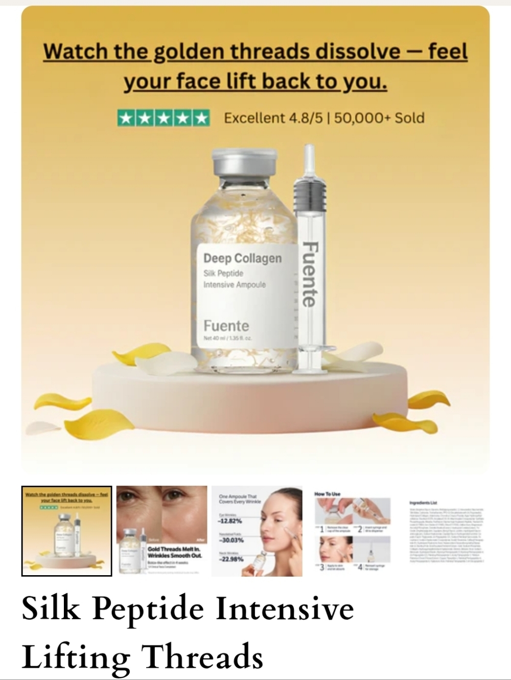 Fuente Deep Collagen Silk Peptide Intensive Lifting Threads Ampoule- 3 Boxes